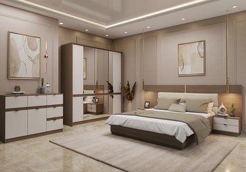 Спален комплект Сити 7097 орех линея / кашмир, 160х200 см.